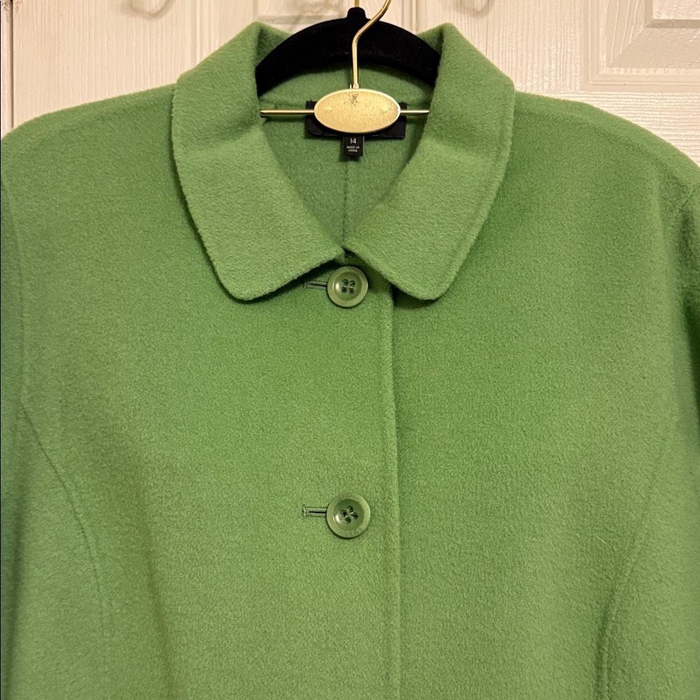 Talbots Green Wool Blend Long Sleeve Button Down Women's Cardigan Sweater - Picture 2 of 10